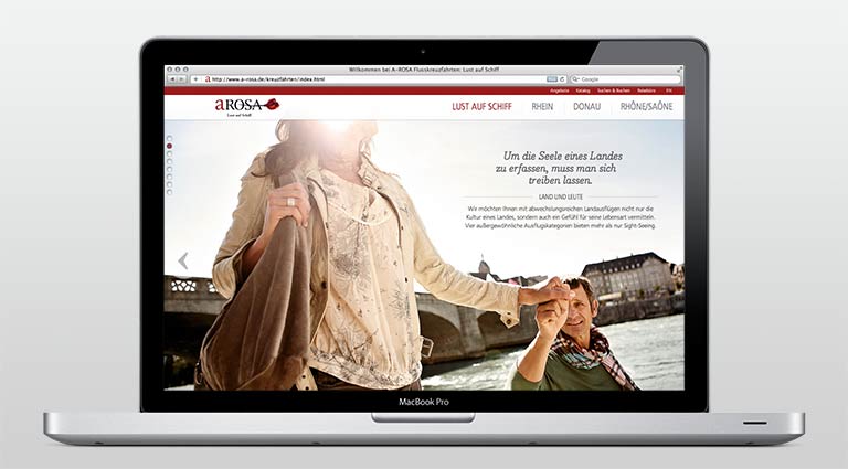 Screenshot der A-ROSA Website in einem MacBookPro